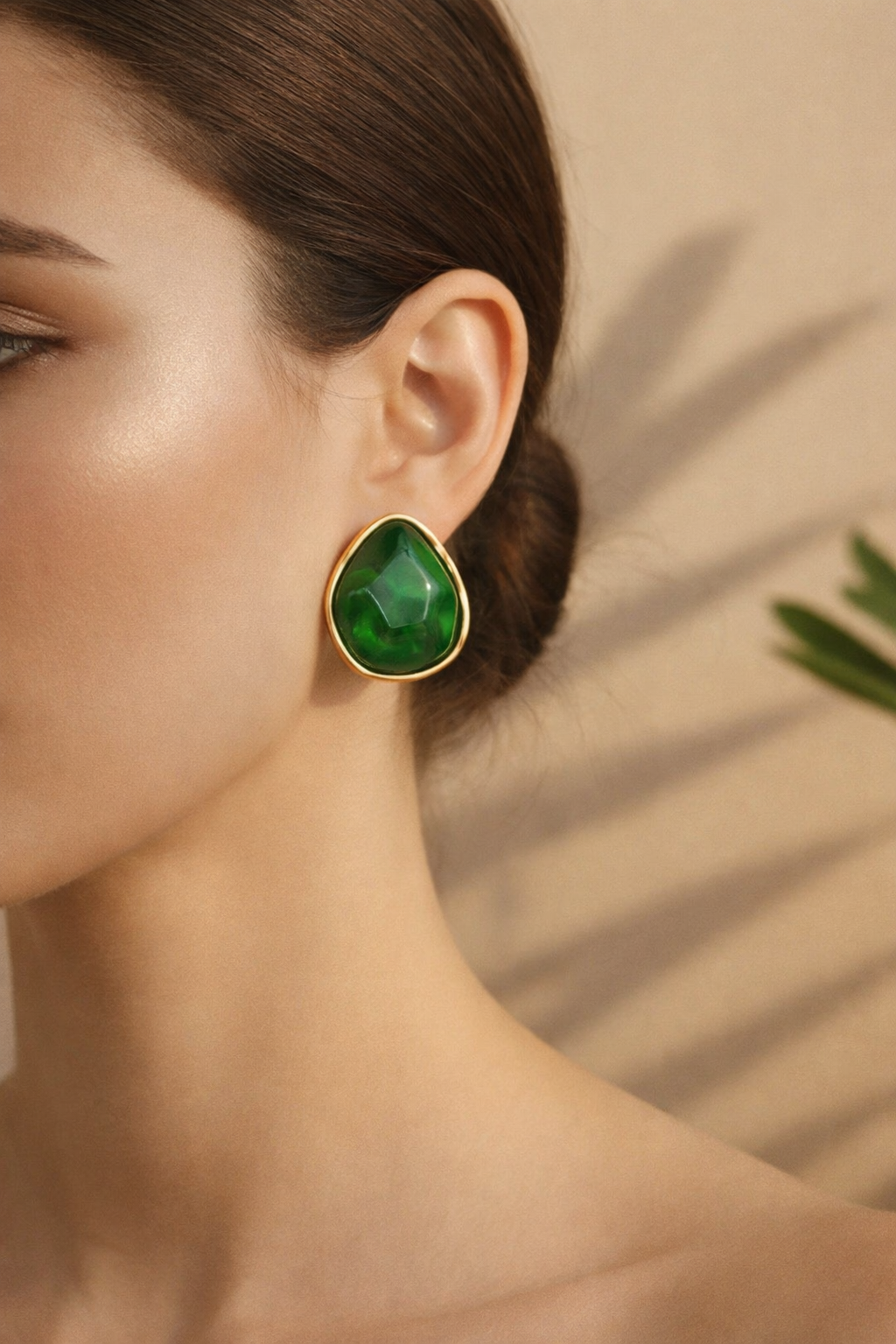 Boucles d'oreilles Ludivine Pierre Verte