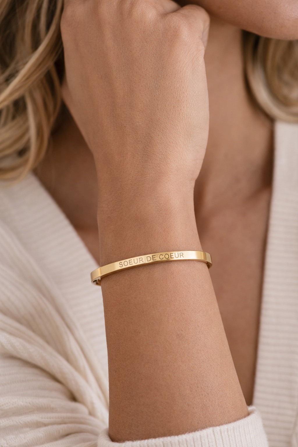 Bracelet jonc message SOEUR DE COEUR