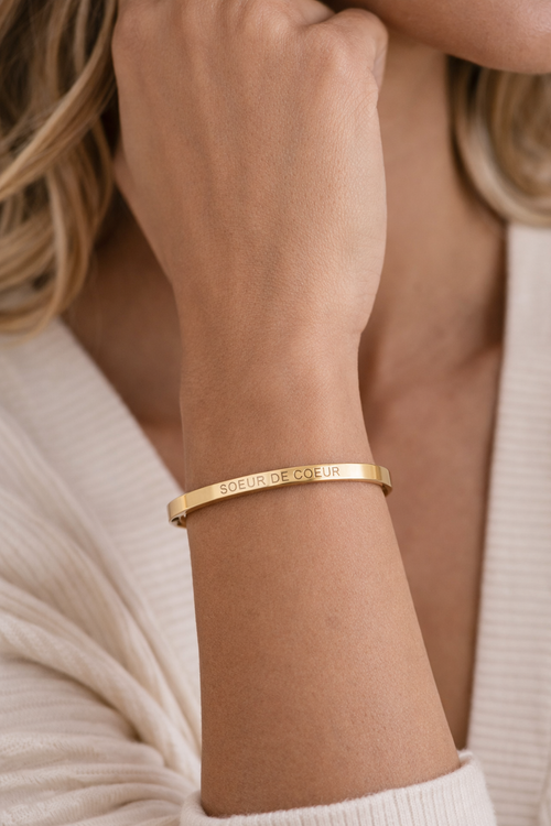 Bracelet jonc message SOEUR DE COEUR