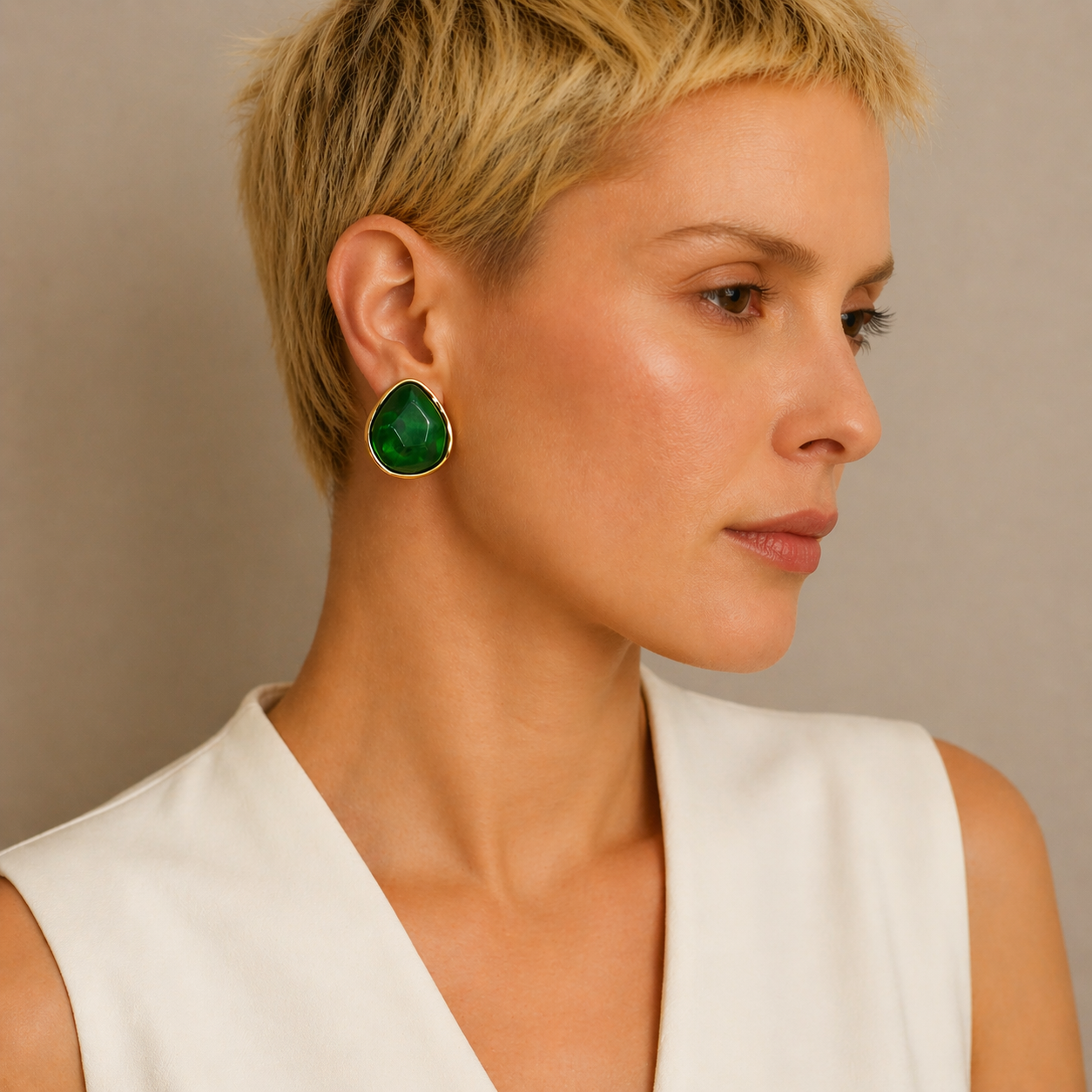 Boucles d'oreilles Ludivine Pierre Verte
