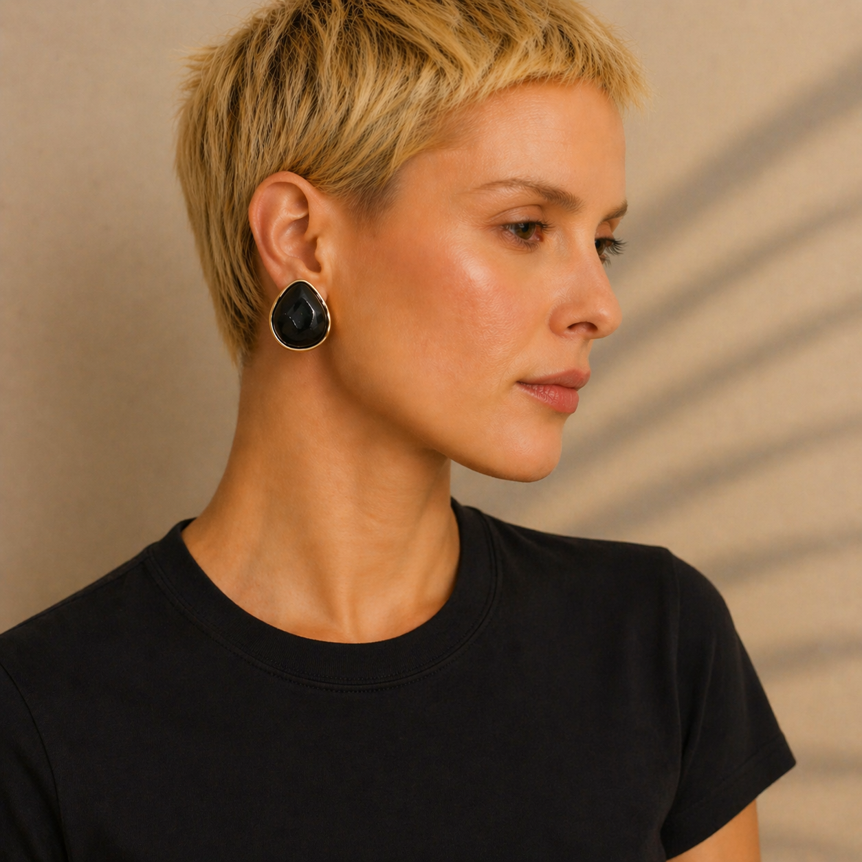 Boucles d'oreilles Ludivine Pierre Noire