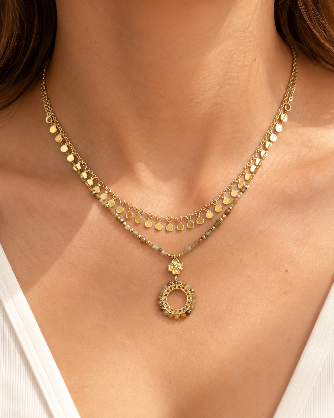 Collier Double Rang Halo de Sable