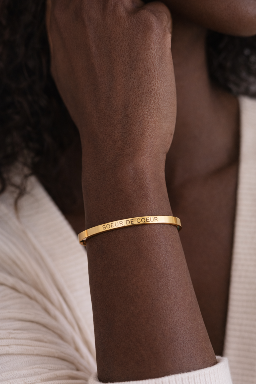 Bracelet jonc message SOEUR DE COEUR