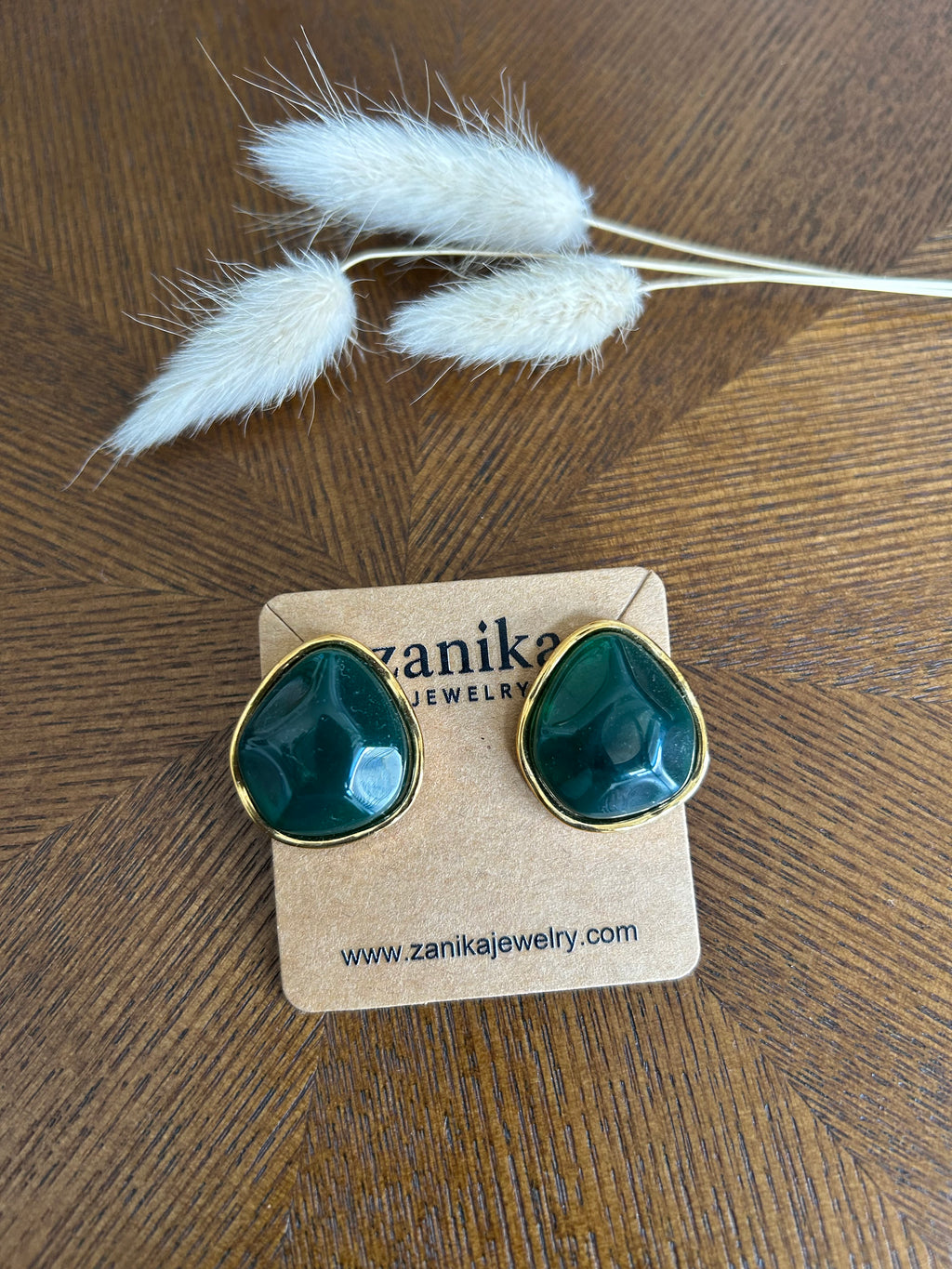 Boucles d'oreilles Ludivine Pierre Verte