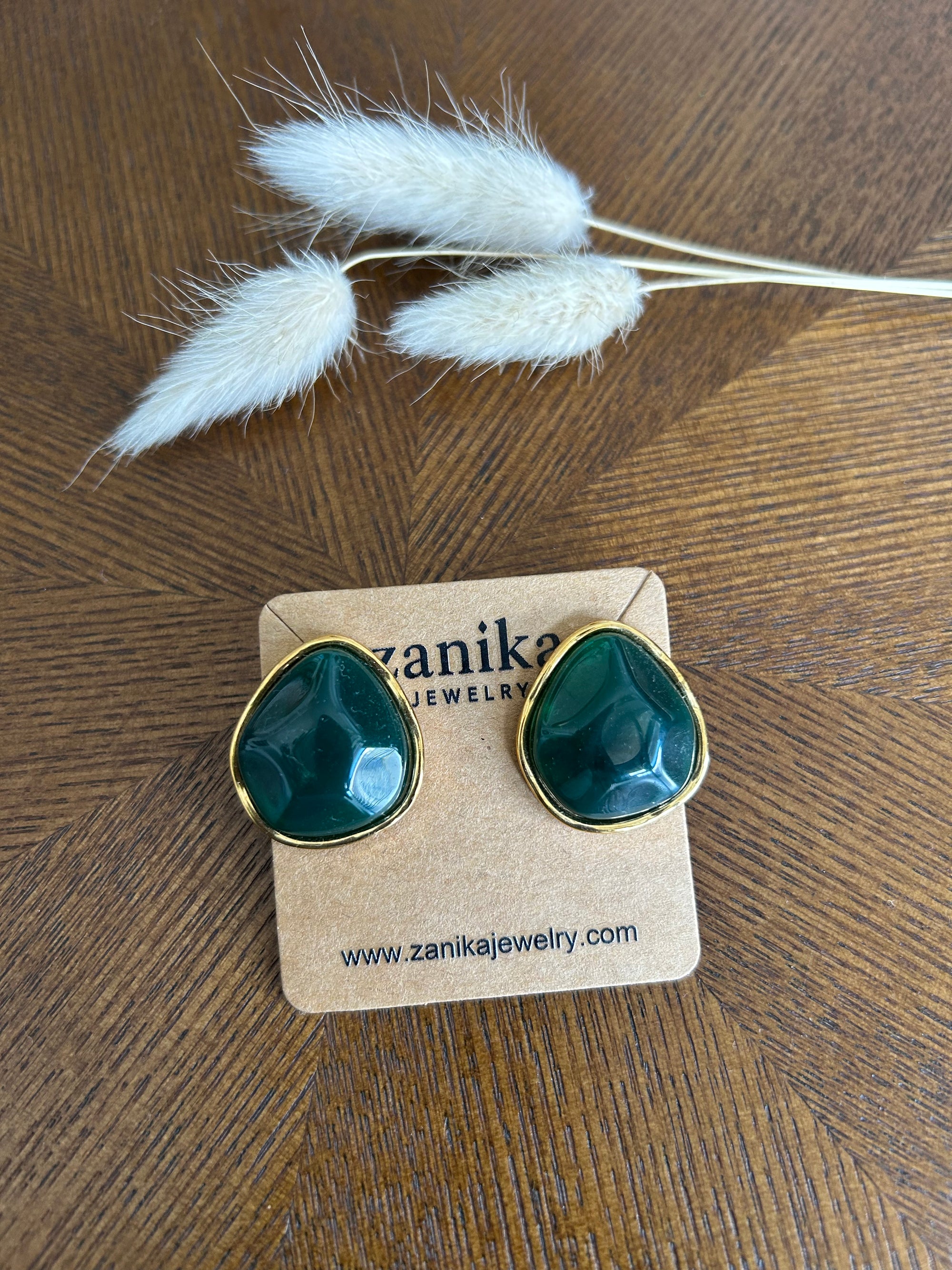 Boucles d'oreilles Ludivine Pierre Verte